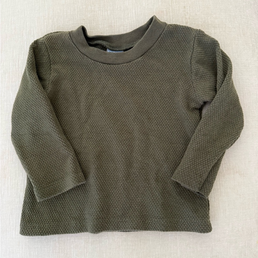 Children's Olive Green Textured Long Sleeve Tee